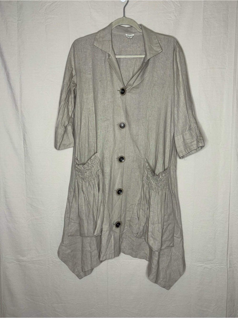 For Cynthia Linen-Blend Button Front Dress